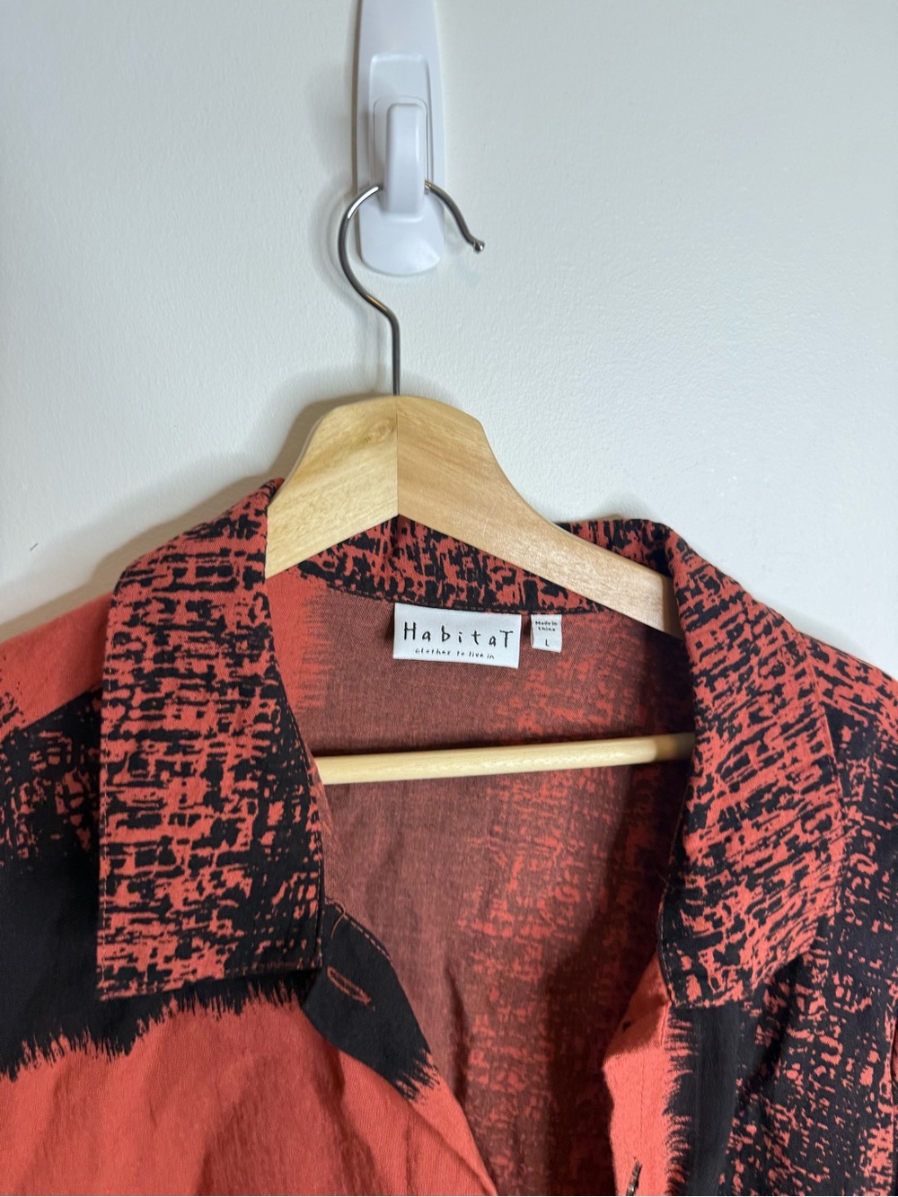 Habitat Button Down Shirt black red orange size large top - Picture 5 of 7